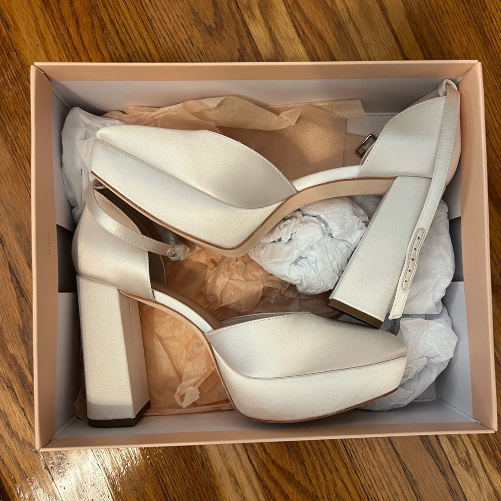 Loeffler Randall Satin-Cream Platform Heels- NEW
